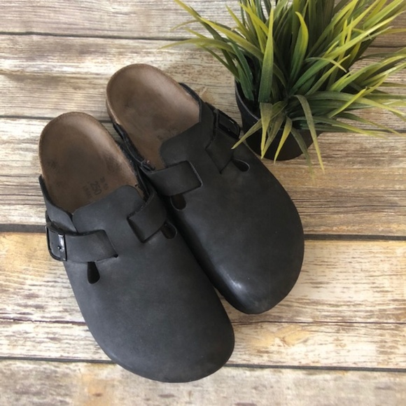 Birkenstock Shoes - Unisex Birkenstock Birkis  Charcoal Nubuck Clog L8